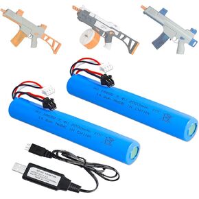 2 حزمة 7.4 فولت 2000 مللي أمبير بطارية ترشيش الكرة بندقية بطارية حزمة الملحقات ل SRB1200 400 400-SUB Airsoft أو لعبة مسدس الماء مع كابل شحن USB SM2P XH-3 التوصيل in Kuwait