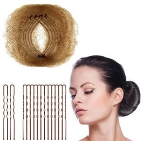 Zonon 50Pcs Bun Hair Nets & 40Pcs U Shaped Pins for Ballet, Invisible Elastic Edge Mesh Ballet Bun Nets Hair Accessories Set for Women, Girls, Kids(Light Brown) in Kuwait