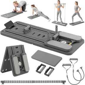 لوح بيلاتيس مريح للاستخدام المنزلي، مجموعة مصلح بيلاتيس قابلة للطي مع أشرطة مقاومة، معدات لياقة بدنية احترافية الكل في واحد للعضلات الأساسية وعضلات البطن والأرداف والساقين والمؤخرة وتنغيم الذراعين in Kuwait