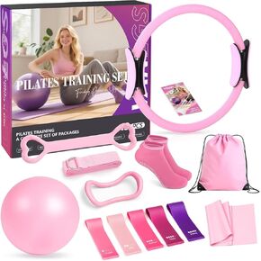 Pilates Kit 13Pcs Home Pilates Essentials Workout Kit with 13" Ring, 10" Ball and Resistance Bands for Women at Home Pilates Equipment Set for Beginners in Kuwait