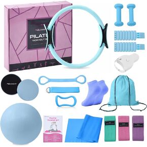 Home Pilates Kit Pilates Equipment Set, Better Yoga Pilates Essentials Kit for Women with 14.5" Pilates Ring, Ball, Resistance Bands, Ankle Weights, Dumbbells, Sliders, Stretch Band, Yoga Strap Socks in Saudi Arabia
