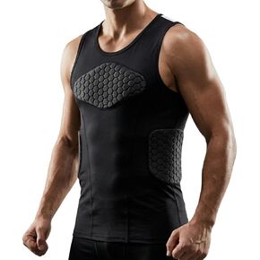 Eicolorte الرجال لكرة القدم حامي الصدر حارس القلب مبطن ضغط قميص القص سترة بلا أكمام منصات تانك لاكروس ضلع الحرس للكبار البيسبول البيسبول الرجبي كرة السلة in Kuwait