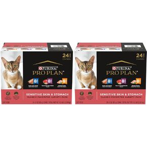 Purina Pro Plan Sensitive Skin and Stomach Wet Cat Food Variety Pack, Sensitive Skin and Stomach Entrees - (24) 3 oz. Cans in Kuwait
