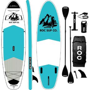 لوح التجديف القابل للنفخ من روك مع ملحقات لوح التجديف SUP المتميزة، تصميم ثابت واسع، سطح مريح مانع للانزلاق للشباب والكبار in Kuwait