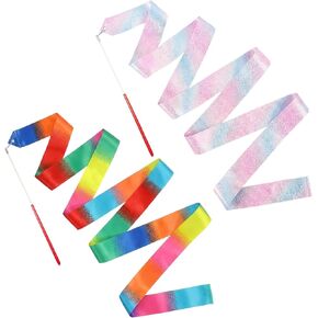 HZMM 2 PCS Dance Ribbon Streamers 78.7 Inch, Rhythmic Gymnastics Ribbon Wand for Ballet Dance Training & Performance, Twirling Artistic Dance Streamer with Sparkling Stars & Gradient Colors in Kuwait