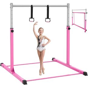 Safly Fun Gymnastics Bar for Kids Ages 3-15 | Sturdy Steel Home Gym, Adjustable Height (3 to 5 ft) with Anti-Slip Base, Easy Assembly in Kuwait