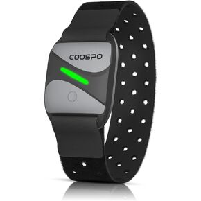 COOSPO Heart Rate Monitor Armband HW807, Bluetooth 5.0 ANT+ HRM with HR Zone LED Indicator, Tracking Heartbeat HRV for Fitness Training, Work with Peloton/Polar/Wahoo/Strava/DDP Yoga in Kuwait