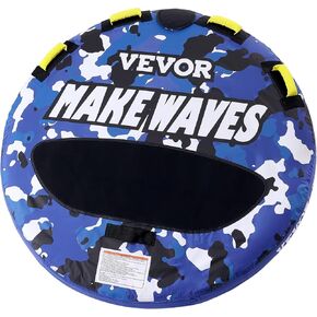 VEVOR Towable Tubes for Boating, 1-4 Riders Inflatable Boat Tubes & Towables, 340-680 lbs Capacity, Multiple Sizes with Full Nylon Cover, Padded/EVA Handles, Fins & Safety Valve (Multi-Option) in Kuwait