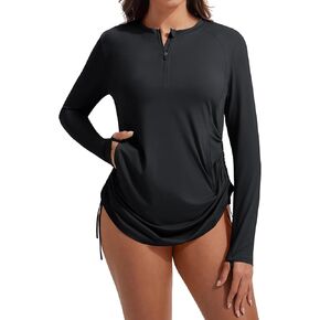 baleaf Rash Guard for Women Long Sleeve Swim Shirt UPF 50+ Swimsuits Top for Women with Kangaroo Pocket in Kuwait