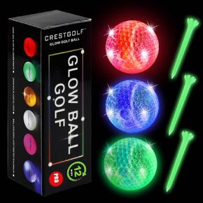 Crestgolf Glow in The Dark Golf Balls with Glow Tees, Super Bright Light Up LED or Light Activated Balls with 12-Minute Reset Timer, Fun Gift for Men and Women Kids, Backyard Putting Greens in Kuwait