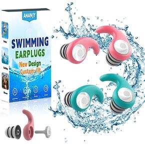 Waterproof Swimming Ear Plugs for Adults - 3 Pairs of Reusable Soft Silicone Swim Earplugs,Perfect for Surfing, Diving,Pool,Showering and Other Water Sports - Keep Water Out and Ear Protection in Kuwait