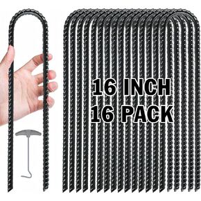 حصص ترامبولين Gtongoko، ملحقات الترامبولين، أوتاد أرضية شديدة التحمل مع خطاف على شكل حرف T، مرساة أرضية، أوتاد حديد التسليح، مرساة خيمة الرياح العالية، فولاذ مجلفن، على شكل حرف U، أسود in Kuwait