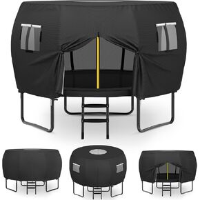 COSHNIBI Outdoor Round Trampoline Cover,Trampoline Tent 12FT Suitable for 8 Curved Pole Round Trampoline, Black(Cover Only) in Kuwait