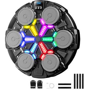 Upgraded Music Boxing Machine for Kids and Adults, Bluetooth Wall Mounted Punching Pad with Gloves,Rhythm Lights&Two-Player Battle Home Gym Equipment,Sports Toy Gift for Ages 3-12 Year Old in Kuwait