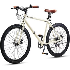 VIRIBUS Hybrid Bikes, 28 inch Mens Hybrid Bicycle 7 Speed with Lightweight Aluminum Frame & Disc Brakes, 700C Retro Vintage Adult Bike for Tall Men & City Commuters, 85% Pre-Assembled in Kuwait