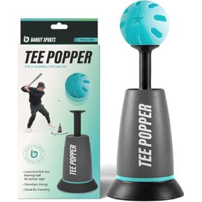Bandit Sports Tee Popper, Durable Nylon Strength, Batting Tee for Perfect Swings, Baseball Training for Hitting Without a Pitcher 1 Popper Ball Included in Kuwait