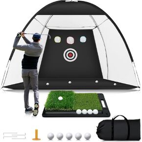 شبكة جولف لممارسة الضرب، شبكة تدريب جولف مقاس 10 × 7 أقدام مع حصيرة وهدف للفناء الخلفي، للاستخدام الداخلي والخارجي، شبكات قيادة للتقطيع والضرب والتأرجح والمكواة والسائق in Kuwait
