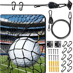 شبكة تدريب الجولف، 10 × 10 أقدام / 10 × 15 قدم / 10 × 20 قدم شبكة ضرب الجولف مع نظام تعليق مثبت مسبقًا، 3/16 بوصة من الفولاذ المطلي بالبولي فينيل كلوريد وبكرة ذاتية القفل لمرآب الفناء الخلفي، شبكة رياضية ذاتية الصنع in Kuwait