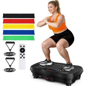 Vibration Plate Exercise Machine, 130 Levels Full Body Workout Vibrating Plate for Lymphatic Drainage Weight Loss, 450 Lbs Capacity Shake Platform with Resistance Bands Bluetooth for Women Men in Kuwait