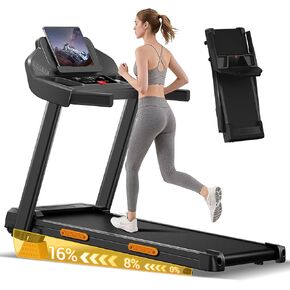 16% Incline Treadmill with Handle, 4-in-1 Foldable Treadmill with Triple-Screen Console, 3.0HP Quiet Brushless Treadmills for Home and Office Use, 400 LBS Capacity in Kuwait