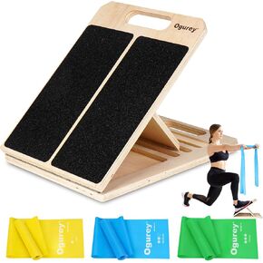 4 Pieces Slant Board with Exercise Bands, Premium Calf Stretch Board, Portable Adjustable Slant Board for Calf Stretching, 350LB Weight Capacity Calf Ankle Achilles Physical Therapy Leg Exercisers in Kuwait