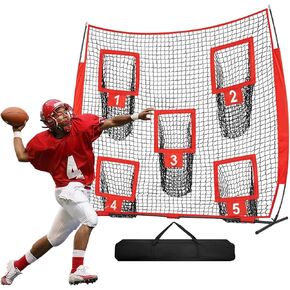 7×7ft Football Throwing Net with 5 Targets,UV-Resistant Football Training Net for Outdoor Great for Quarterback & Youth Practice Includes Carry Bag in Saudi Arabia
