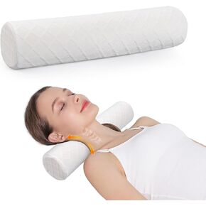 Cozyhealth Cervical Roll Pillow, Medium Soft Memory Foam Neck Round Pillow Cylinder Bolster Pillow for Sleeping, Round Neck Support for Bed, Legs, Back and Yoga (White, Medium - 3.9" H) in Kuwait