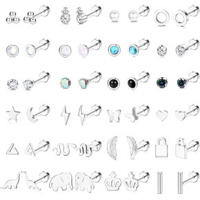 ADRAMATA Tiny Gold Flat Back Earrings for Cartilage Surgical Steel Stud Hoop Earrings Set for Multiple Piercing Star Moon Snake Butterfly CZ Chain Dangle Emerald Green Earrings Helix Piercing Jewelry Hypoallergenic 20G in Kuwait