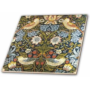 3dRose William Morris Strawberry Thief Pattern - Ceramic Tile, 6-Inch (ct_219390_2),Multicolor in Kuwait