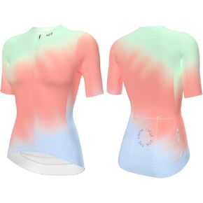 Wulibike Women's Cycling Jersey Short Sleeve,Stylish Gradient Bike Shirt,Moisture Wicking Top for Road & Casual Summer Ride in Kuwait