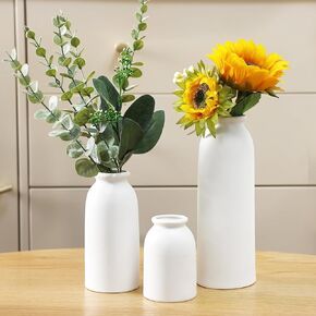 CUCUMI Ceramic Vases Set of 3, Rustic Coastal Small Vases Home Decor, Farmhouse Flower Vases Decor for Shelves, Ocean Beach Style, Mantle, Fireplace, Coffee Table, Shelf Decorations for Living Room in Saudi Arabia