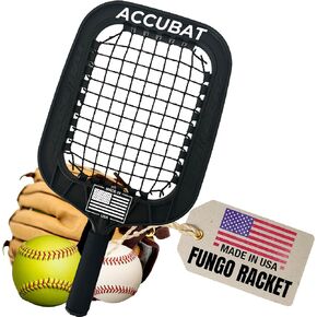 مضرب Accubat Fungo لتدريب البيسبول والكرة اللينة - مضرب بيسبول بإطار متين وشبكة قابلة للاستبدال - تصميم عالي الجودة لكرات الطيران الدقيقة والأرضيات - صناعة أمريكية (26 أونصة، أسود) in Kuwait