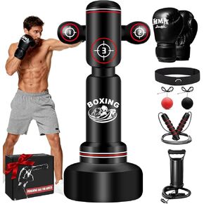 Heavy Boxing Bag with Stand for Adult Teens, 70'' Freestanding Punching Bag with Boxing Gloves, Men Women Standing Kickboxing Bag, Kickboxing Bags for Beginners Training MMA Muay Thai Fitness Home Gym in Kuwait
