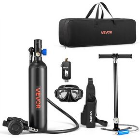 VEVOR Mini Scuba Tank, 1L Portable Diving Tank for Underwater Breathing, Reusable Lung Diving Cylinder up to 20 Minutes Dive Time, Emergency Rescue Pony Bottle with Adapter & Goggles for Snorkeling in Saudi Arabia