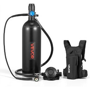 VEVOR Mini Scuba Tank, 1.9L Portable Small Diving Tank for Underwater Breathing, Reusable Lung Diving Cylinder up to 35 Minutes Dive Time, Emergency Rescue Pony Bottle with Backpack for Snorkeling in Kuwait