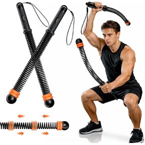 Cordless Battle Ropes with Adjustable Resistance Springs - Weighted Ropeless Battle Rope for Home Gym Exercise, Portable Workout Equipment for Strength Training & Cardio Fitness Orange& Black in Kuwait