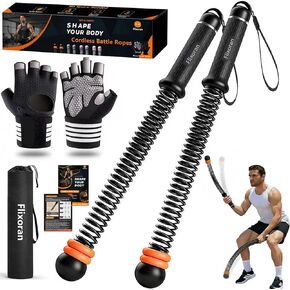 Cordless Battle Ropes Adjustable Trainer, Ropeless Weighted Portable Exercise Equipment for Home Gym Workouts, Compact Arm Strength for Men Women, Heavy Flex Rope Stick Fitness Gift in Kuwait