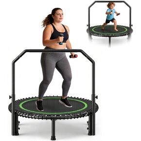 ترامبولين صغير الحجم 40 بوصة للبالغين مع مقبض، ترامبولين صغير قابل للطي مع حبل مطاطي، مقبض إسفنجي قابل للتعديل، ثابت وهادئ، أقصى حمل 440 رطل in Kuwait