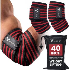 Elbow Wraps for Weightlifting – 40" Long Adjustable Compression - Elbow Sleeves Weightlifting Men with Hook-and-Loop Closure – Support for Heavy Pressing, Strength Training & Lifting Stability in Saudi Arabia
