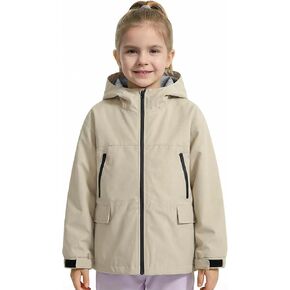 سترة Gogokids للأولاد والبنات مقاومة للماء خفيفة الوزن ومضادة للرياح معطف واق من المطر رياضي بغطاء للرأس ملابس خارجية لركوب الدراجات والمشي لمسافات طويلة والجري، كاكي، 11-12 سنة in Kuwait