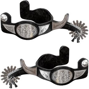 Western Cowboy Spurs, 1 Pair Horse Spurs with Rowels, Antique Horse Boot Spurs with Hand-Carved Decoration for Adult Equestrian in Kuwait