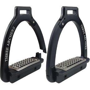 THREE ARCHERS Safety Stirrups Side Opening Design for Adults, Breakaway Stirrups with Anti-Slip Stainless Steel Inclined Tread Horse Riding Equipment for Equestrian Beginner Trail in Kuwait