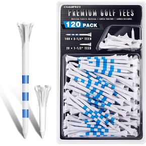 CHAMPKEY Advanced 5-Prong Plastic Golf Tees 120 or 100 Pack - 50% Ball Contact Surface Optimization with Longer Distance Performance Golf Tees Plastic in Kuwait
