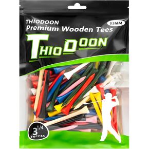 THIODOON Golf Tees Professional Natural Wood Golf Tees Pack of 100, Golfing Tees Multiple Colors Size 3-1/4 inch, 2-3/4 inch or 2-1/8 inch, Tall Golf Tees Bulk Reduce Side Spin and Friction in Kuwait