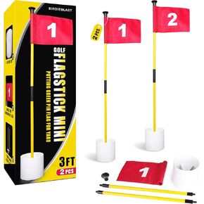 2 or 4 Set 3Ft Golf Flagstick Mini Putting Green Pin Flag for Yard, with Hole Cup Set, Double-Side Numbered Golf Flags for Portable Practice in Kuwait