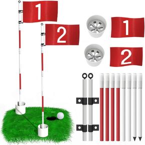 THIODOON Golf Flagstick 6ft Golf Flag and Cup for Yard Pro Detachable Golf Hole Cup and Flag for Driving Range Backyard Upgrade Anti-Rust Glass Fiber 5-Section Design with Connectors in Kuwait