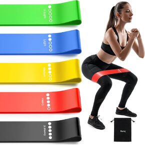 Resistance Bands for Working Out, 5-Pack Elastic Exercise Bands for Strength Training, Stretching, Workout; Home Gym Equipment for Women Men, Pilates Yoga Physical Therapy, Leg Glute Arm Exercise Kit in Kuwait