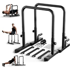 2026 Upgraded Dip Bars 880LBS Heavy Duty Dip Bar Station Height & Width Adjustable Parallel Bars for Full Body Strength Training Dip Stands Calisthenics Equipment for Home Push Up Bar in Saudi Arabia