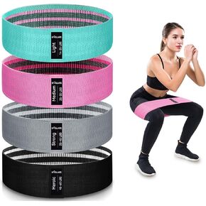 Exercise Bands, 3 Levels Fabric Resistance Bands for Working Out, Workout Bands Resistance for Women & Men, Multi-Colored Fabric Booty Bands for Leg Strength Training, Rehab, Yoga in Kuwait