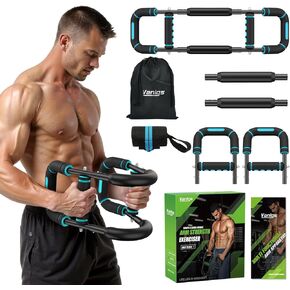 Twister Arm Trainer for Men, Chest Workout Equipment 5-Level Adjustable (40-130lb) with Ergonomic 27° Targets Biceps/Clip/Thigh, Portable Exerciser for Home Gym Travel Fitness in Kuwait